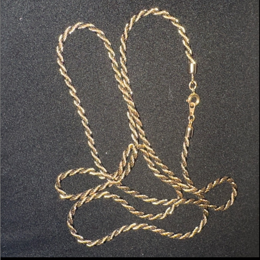 Gold And Black Twisted Rope Necklace